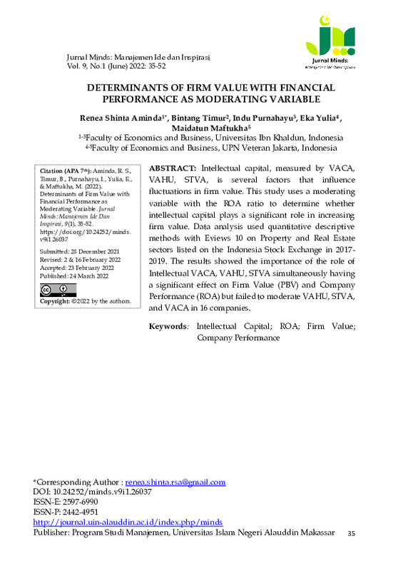 Determinants of Firm Value with Financial Performance as Moderating Variable.pdf Determinants of Firm Value with Financial Performance as Moderating Variable.pdf