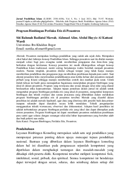 Program Bimbingan Perilaku Etis Di Pesantren.pdf Program Bimbingan Perilaku Etis Di Pesantren.pdf