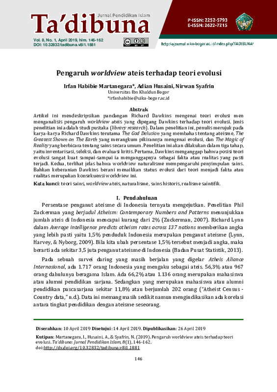 Pengaruh worldview ateis terhadap teori evolusi.pdf Pengaruh worldview ateis terhadap teori evolusi.pdf