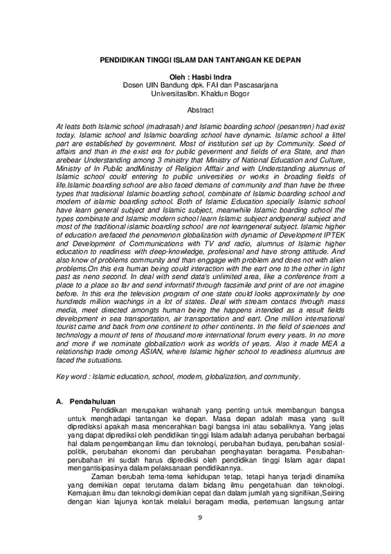 Pendidikan Tinggi Islam dan Tantangan Ke Depan.pdf