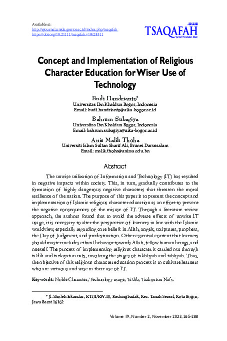Concept and Implementation of Religious Character Education for Wiser Use of Technology.pdf