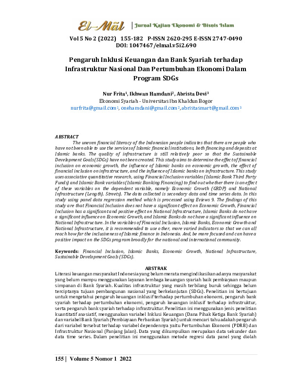 Pengaruh inklusi keuangan dan bank syariah terhadap infrastruktur nasional dan pertumbuhan ekonomi dalam program SDGs.pdf Pengaruh inklusi keuangan dan bank syariah terhadap infrastruktur nasional dan pertumbuhan ekonomi dalam program SDGs.pdf