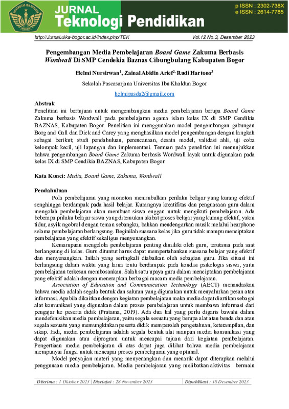 Pengembangan Media Pembelajaran Board Game Zakuma Berbasis Wordwall Di SMP Cendekia Baznas Cibungbulang Kabupaten Bogor.pdf Pengembangan Media Pembelajaran Board Game Zakuma Berbasis Wordwall Di SMP Cendekia Baznas Cibungbulang Kabupaten Bogor.pdf