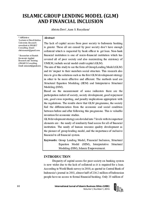 Islamic group lending model (GLM) and financial inclusion.pdf Islamic group lending model (GLM) and financial inclusion.pdf