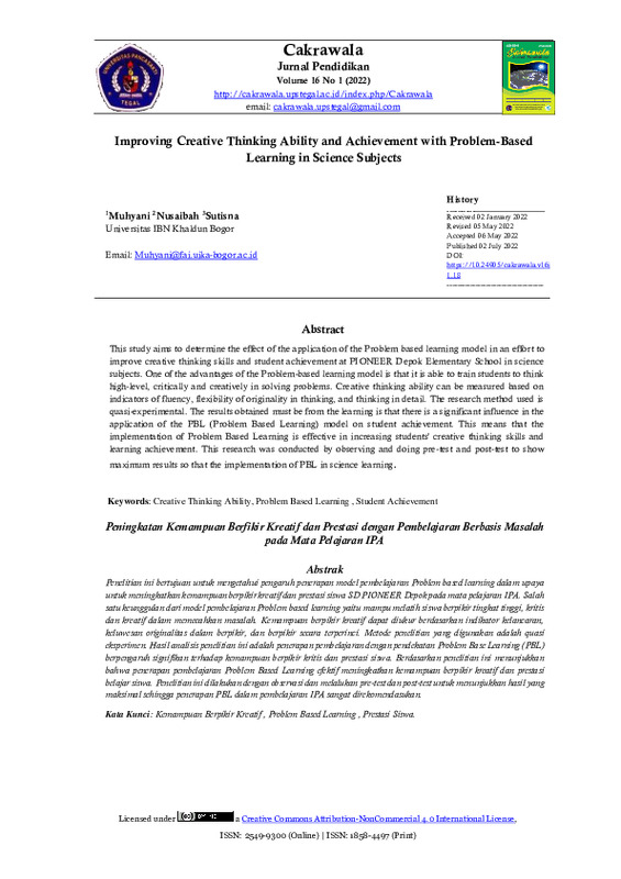 Improving Creative Thinking Ability and Achievement with Problem-Based Learning in Science Subjects.pdf