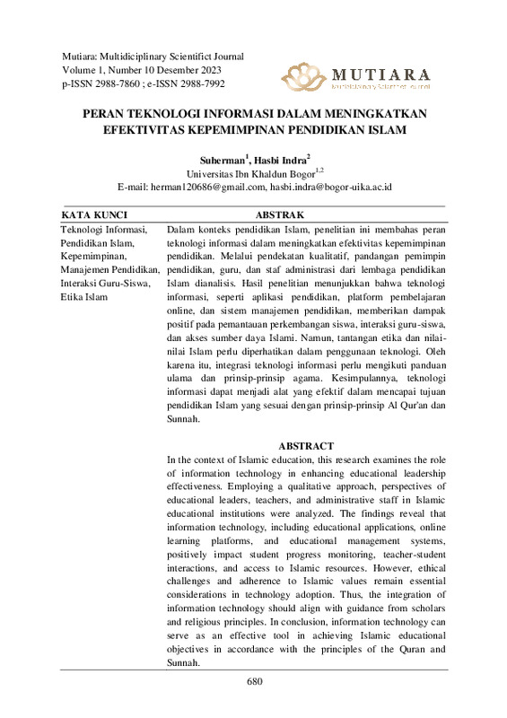 Peran Teknologi Informasi Dalam Meningkatkan Efektivitas Kepemimpinan Pendidikan Islam.pdf Peran Teknologi Informasi Dalam Meningkatkan Efektivitas Kepemimpinan Pendidikan Islam.pdf