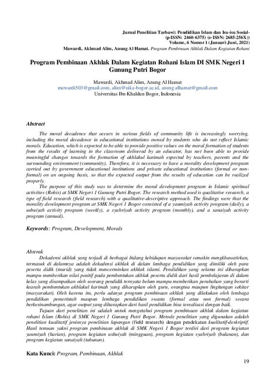 Pembinaan Akhlak Dalam Kegiatan Rohani Islam di SMK Negeri 1 Gunung Putri Bogor.pdf