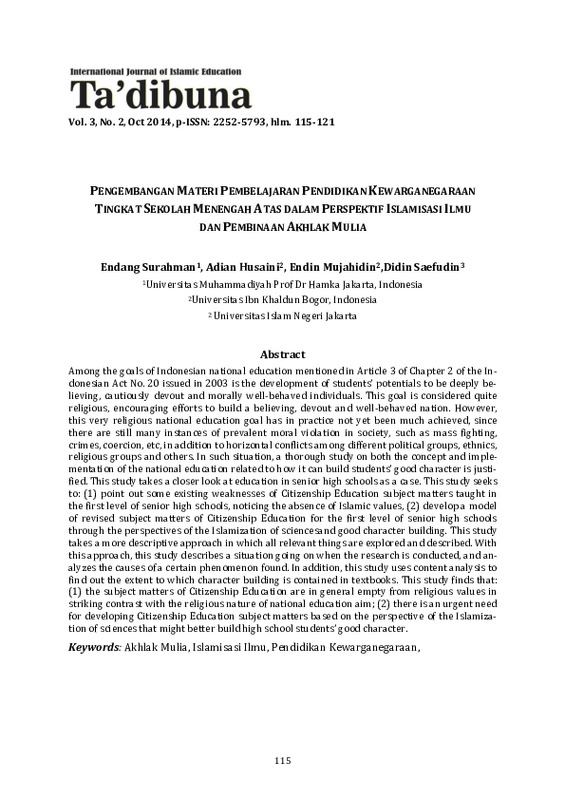 Pengembangan Materi Pembelajaran Pendidikan Kewarganegaraan Tingkat Sekolah Menengah Atas dalam Perspektif Islamisasi Ilmu dan Pembinaan Akhlak Mulia.pdf Pengembangan Materi Pembelajaran Pendidikan Kewarganegaraan Tingkat Sekolah Menengah Atas dalam Perspektif Islamisasi Ilmu dan Pembinaan Akhlak Mulia.pdf