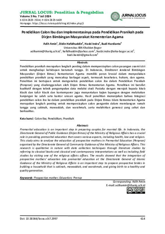 Pendidikan Calon Ibu dan Implementasinya pada Pendidikan Pranikah pada Dirjen Bimbingan Masyarakat Kementerian Agama.pdf