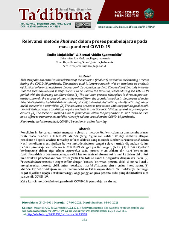 Relevansi metode khalwat dalam proses pembelajaran pada masa pandemi COVID-19.pdf