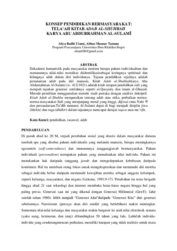KONSEP PENDIDIKAN BERMASYARAKAT TELA’AH KITAB ADAB AL-SHUHBAH KARYA ABU ABDURRAHMAN AL-SULAMĪ.pdf