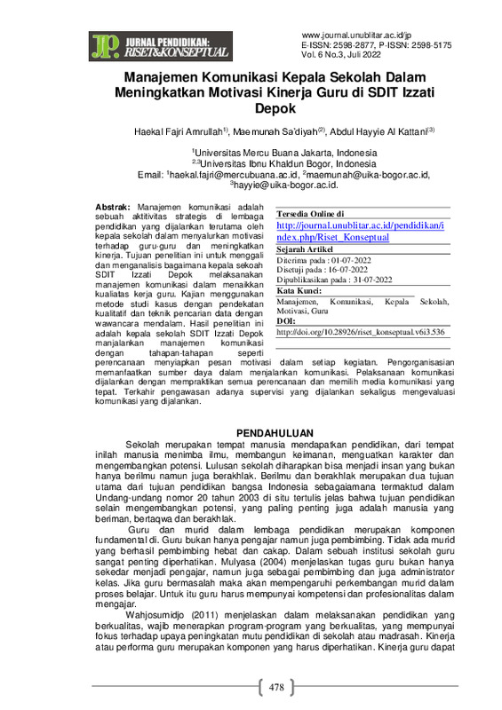 Manajemen Komunikasi Kepala Sekolah DalamMeningkatkan Motivasi Kinerja Guru di SDIT Izzati Depok.pdf Manajemen Komunikasi Kepala Sekolah DalamMeningkatkan Motivasi Kinerja Guru di SDIT Izzati Depok.pdf