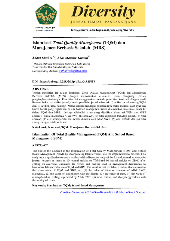 Islamisasi Total Quality Manajemen (TQM) Dan Manajemen Berbasis Sekolah (MBS).pdf