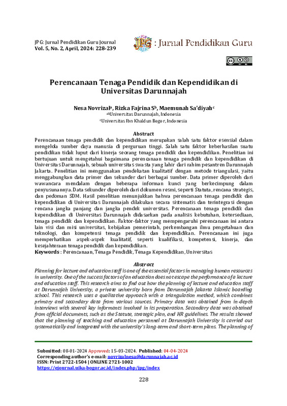 Perencanaan Tenaga Pendidik dan Kependidikan di Universitas Darunnajah.pdf Perencanaan Tenaga Pendidik dan Kependidikan di Universitas Darunnajah.pdf