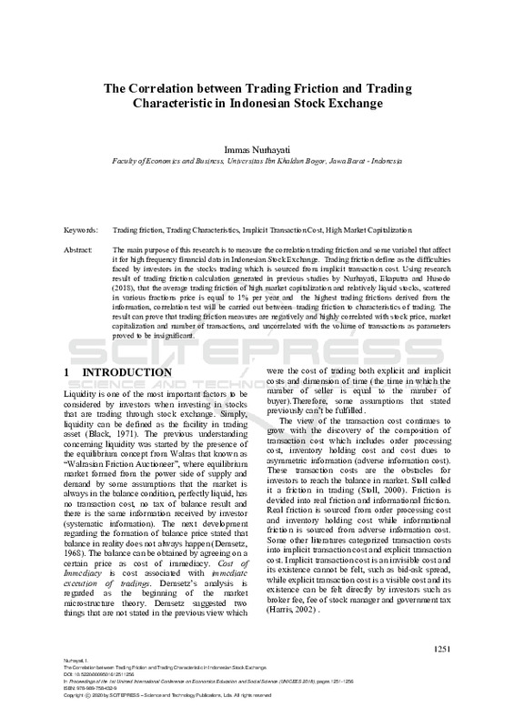 The Correlation between Trading Friction and Trading Characteristic in Indonesian Stock Exchange.pdf