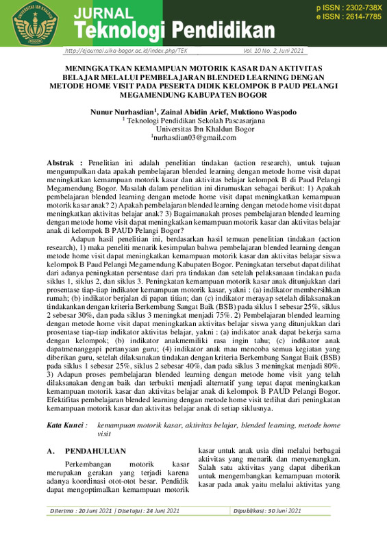 Meningkatkan Kemampuan Motorik Kasar dan Aktivitas Belajar Melalui Pembelajaran Blended Learning dengan Metode Home Visit pada Peserta Didik Kelompok B PAUD Pelangi Megamendung ….pdf