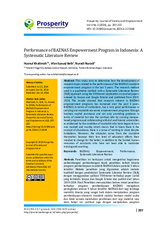 Performance of BAZNAS Empowerment Program in Indonesia A Systematic Literature Review.pdf