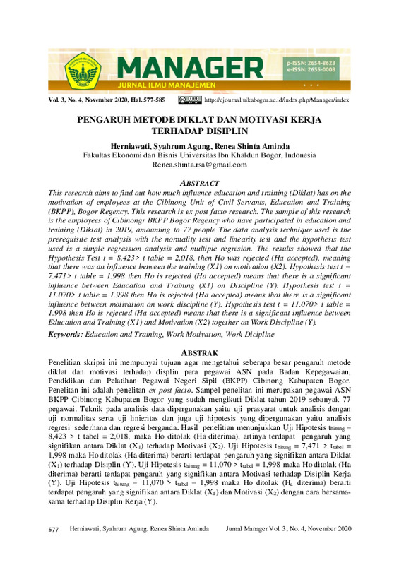 Pengaruh Metode Diklat Dan Motivasi Kerja Terhadap Disiplin.pdf Pengaruh Metode Diklat Dan Motivasi Kerja Terhadap Disiplin.pdf
