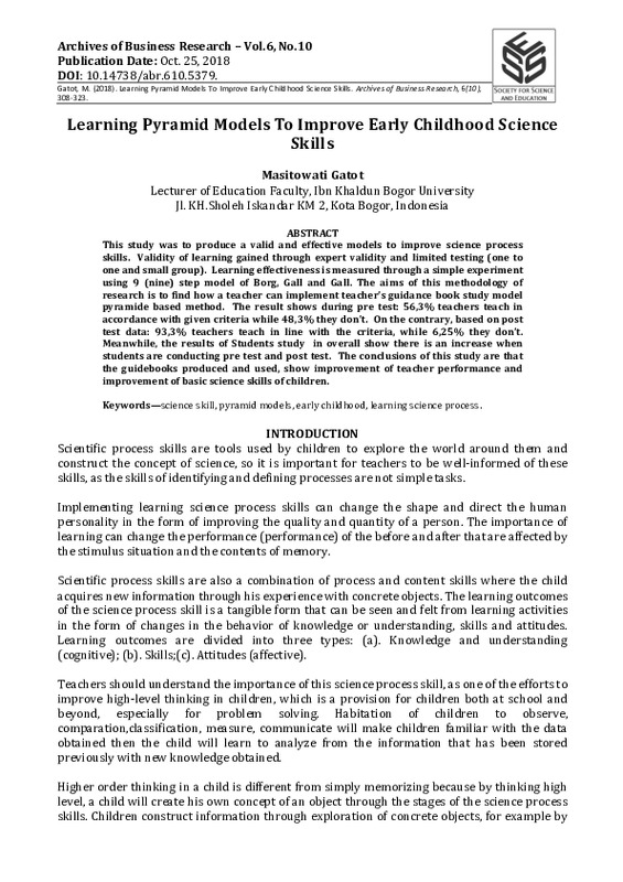 Learning Pyramid Models To Improve Early Childhood Science Skills.pdf Learning Pyramid Models To Improve Early Childhood Science Skills.pdf