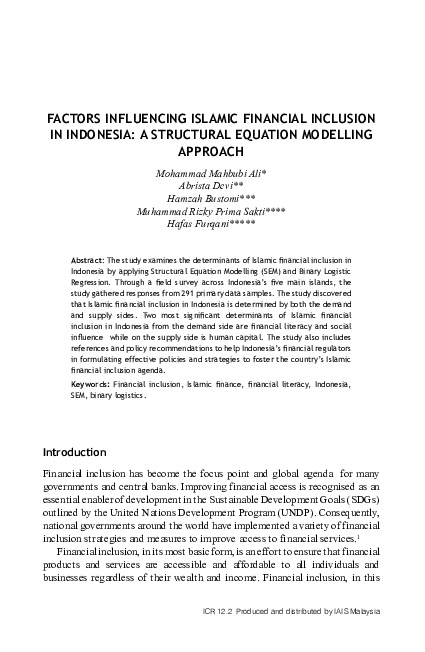 Factors influencing Islamic financial inclusion in Indonesia a structural equation modelling approach.pdf