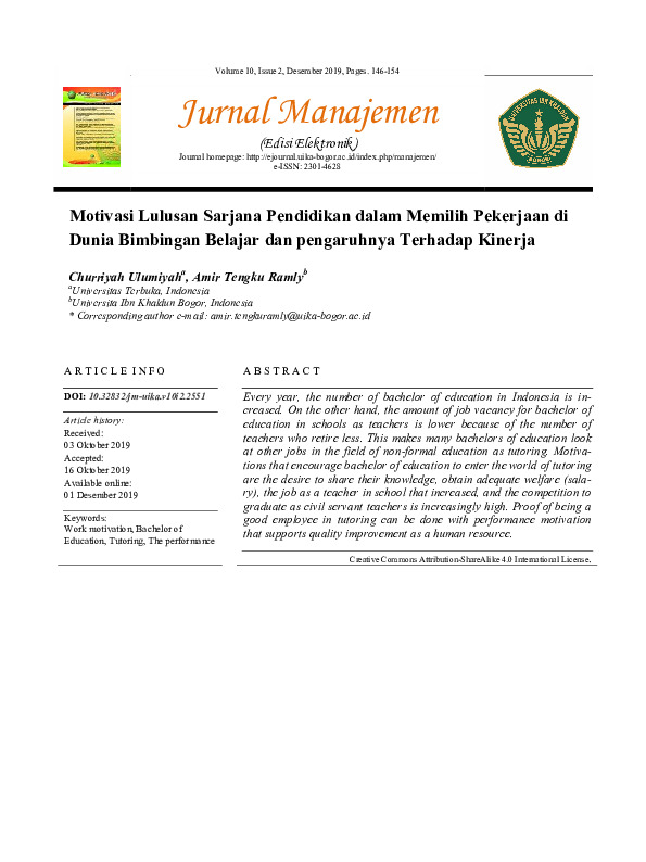 Motivasi Lulusan Sarjana Pendidikan dalam Memilih Pekerjaan di Dunia Bimbingan Belajar dan pengaruhnya Terhadap Kinerja.pdf