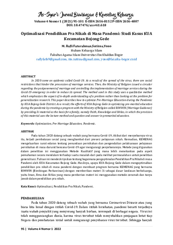 Optimalisasi Pendidikan Pra Nikah di Masa Pandemi Studi Kasus KUA Kecamatan Bojong Gede.pdf