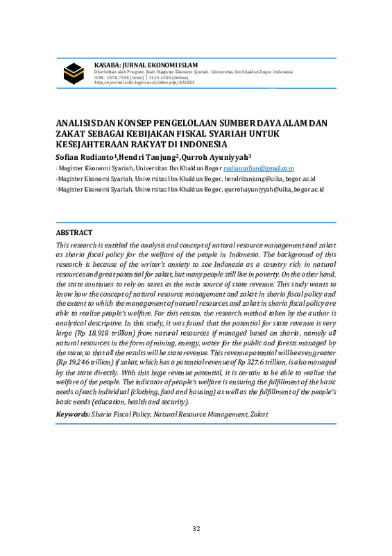 ANALISIS DAN KONSEP PENGELOLAAN SUMBER DAYA ALAM DAN ZAKAT SEBAGAI KEBIJAKAN FISKAL SYARIAH UNTUK KESEJAHTERAAN RAKYAT DI INDONESIA.pdf ANALISIS DAN KONSEP PENGELOLAAN SUMBER DAYA ALAM DAN ZAKAT SEBAGAI KEBIJAKAN FISKAL SYARIAH UNTUK KESEJAHTERAAN RAKYAT DI INDONESIA.pdf