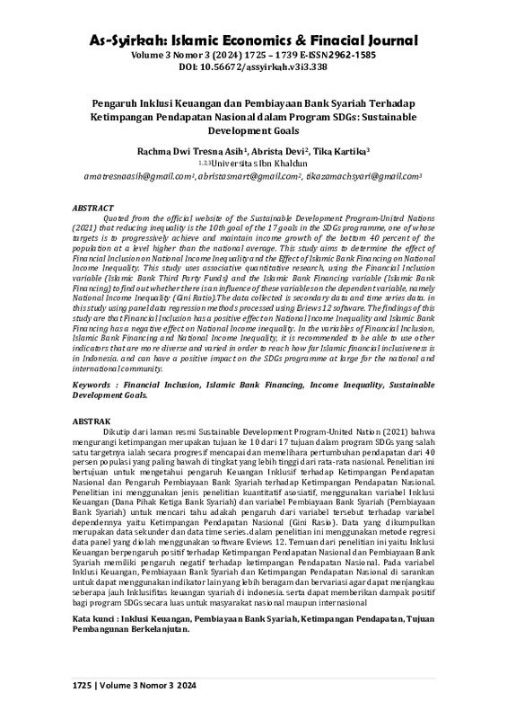 Pengaruh Inklusi Keuangan dan Pembiayaan Bank Syariah Terhadap Ketimpangan Pendapatan Nasional dalam Program Sustainable Development Goals (SDGs).pdf Pengaruh Inklusi Keuangan dan Pembiayaan Bank Syariah Terhadap Ketimpangan Pendapatan Nasional dalam Program Sustainable Development Goals (SDGs).pdf