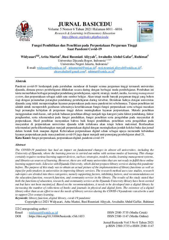 Fungsi Pendidikan dan Penelitian pada Perpustakaan Perguruan Tinggi Saat Pandemi Covid-19.pdf Fungsi Pendidikan dan Penelitian pada Perpustakaan Perguruan Tinggi Saat Pandemi Covid-19.pdf