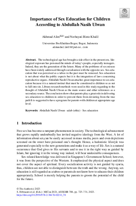 Importance of Sex Education for Children According to Abdullah Nasih Ulwan.pdf