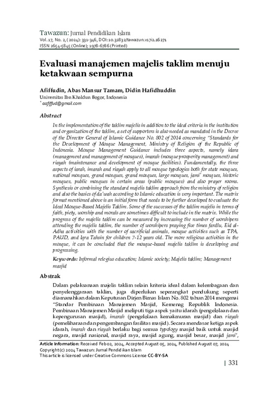 Evaluasi manajemen majelis taklim menuju ketakwaan sempurna.pdf