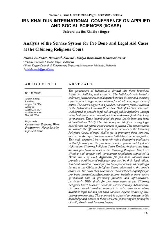 Analysis of the Service System for Pro Bono and Legal Aid Cases at the Cibinong Religious Court.pdf