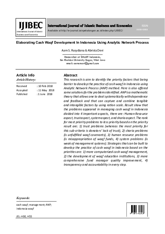Elaborating cash waqf development in Indonesia using analytic network process.pdf