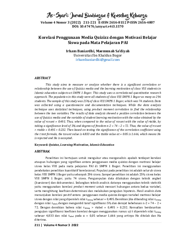 Korelasi Penggunaan Media Quizizz dengan Motivasi Belajar Siswa pada Mata Pelajaran PAI.pdf Korelasi Penggunaan Media Quizizz dengan Motivasi Belajar Siswa pada Mata Pelajaran PAI.pdf
