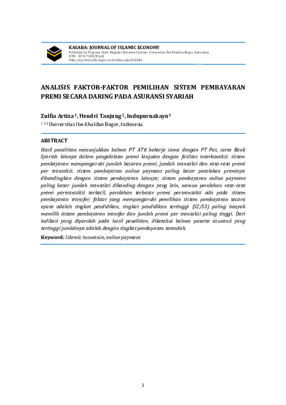 ANALISIS FAKTOR-FAKTOR PEMILIHAN SISTEM PEMBAYARAN PREMI SECARA DARING PADA ASURANSI SYARIAH.pdf