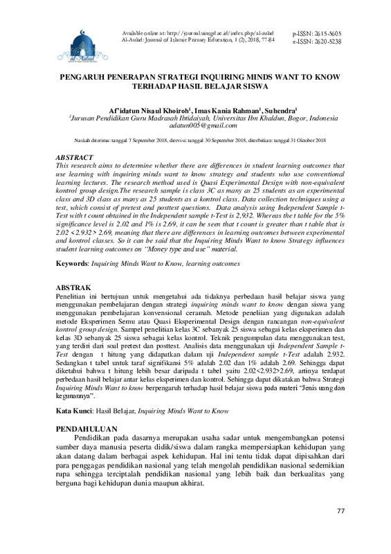 Pengaruh Penerapan Strategi Inquiring Minds Want To Know Terhadap Hasil Belajar Siswa.pdf