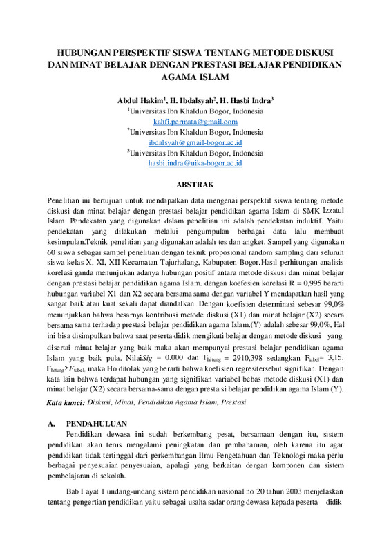 1 HUBUNGAN PERSPEKTIF SISWA TENTANG METODE DISKUSI DAN MINAT BELAJAR DENGAN PRESTASI BELAJAR PENDIDIKAN AGAMA ISLAM.pdf 1 HUBUNGAN PERSPEKTIF SISWA TENTANG METODE DISKUSI DAN MINAT BELAJAR DENGAN PRESTASI BELAJAR PENDIDIKAN AGAMA ISLAM.pdf