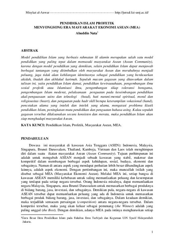 Pendidikan Islam Profetik Menyongsong Era Masyarakat Ekonomi Asean (Mea).pdf Pendidikan Islam Profetik Menyongsong Era Masyarakat Ekonomi Asean (Mea).pdf