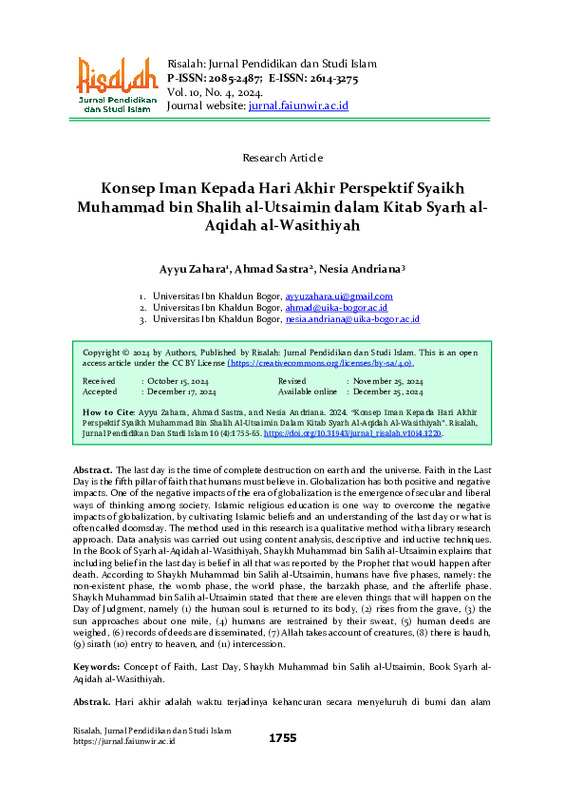 Konsep Iman Kepada Hari Akhir Perspektif Syaikh Muhammad bin Shalih al-Utsaimin dalam Kitab Syarh al-Aqidah al-Wasithiyah.pdf
