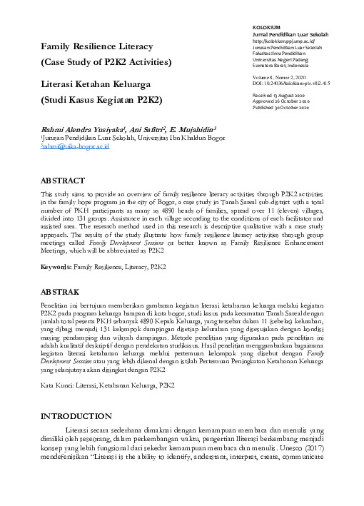 Family Resilience Literacy (Case Study of P2K2 Activities) Literasi Ketahan Keluarga (Studi Kasus Kegiatan P2K2).pdf