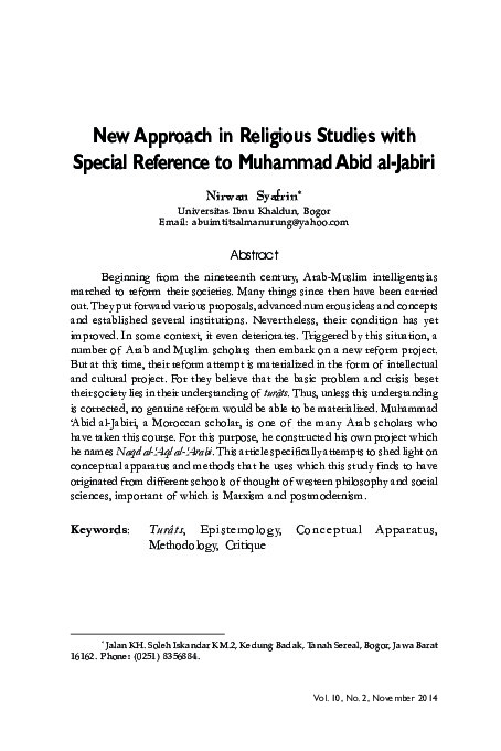New approach in religious studies with special reference to Muhammad Abid al-Jabiri.pdf