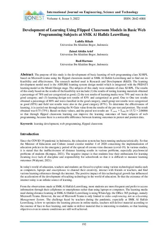 Development of Learning Using Flipped Classroom Models in Basic Web Programming Subjects at SMK Al Hafidz Leuwiliang..pdf Development of Learning Using Flipped Classroom Models in Basic Web Programming Subjects at SMK Al Hafidz Leuwiliang..pdf