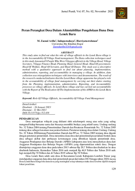 Peran Perangkat Desa Dalam Akuntabilitas Pengelolaan Dana Desa Lenek Baru.pdf
