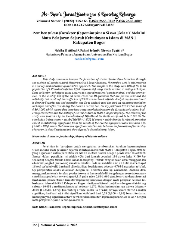 Pembentukan Karakter Kepemimpinan Siswa Kelas X Me-lalui Mata Pelajaran Sejarah Kebudayaan Islam di MAN 1 Kabupaten Bogor.pdf