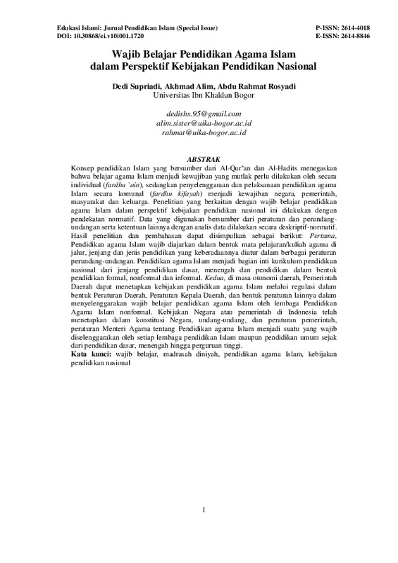 Wajib Belajar Pendidikan Agama Islam Dalam Perspektif Kebijakan Pendidikan Nasional.pdf