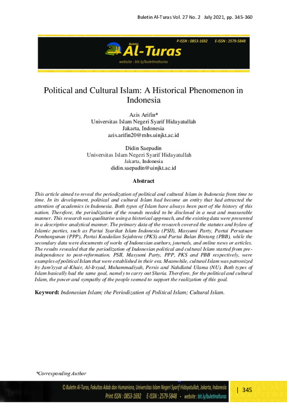 Political and Cultural Islam A Historical Phenomenon in Indonesia.pdf Political and Cultural Islam A Historical Phenomenon in Indonesia.pdf