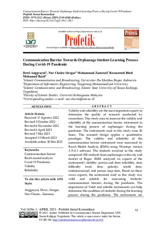 Communication barrier towards orphanage student learning process during covid-19 pandemic.pdf