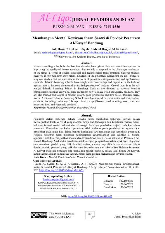 Membangun Mental Kewirausahaan Santri di Pondok Pesantren Al-Kasyaf Bandung.pdf Membangun Mental Kewirausahaan Santri di Pondok Pesantren Al-Kasyaf Bandung.pdf