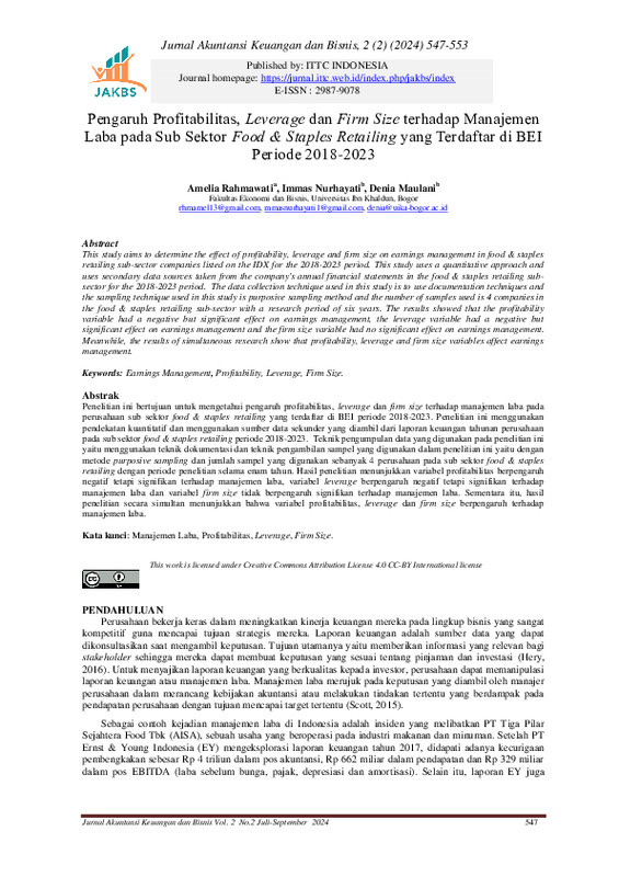 Pengaruh Profitabilitas, Leverage dan Firm Size terhadap Manajemen Laba pada Sub Sektor Food & Staples Retailing yang Terdaftar di BEI Periode 2018-2023.pdf Pengaruh Profitabilitas, Leverage dan Firm Size terhadap Manajemen Laba pada Sub Sektor Food & Staples Retailing yang Terdaftar di BEI Periode 2018-2023.pdf