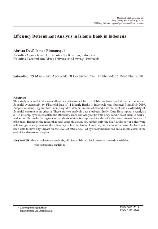 Efficiency determinant analysis in Islamic bank in Indonesia.pdf Efficiency determinant analysis in Islamic bank in Indonesia.pdf